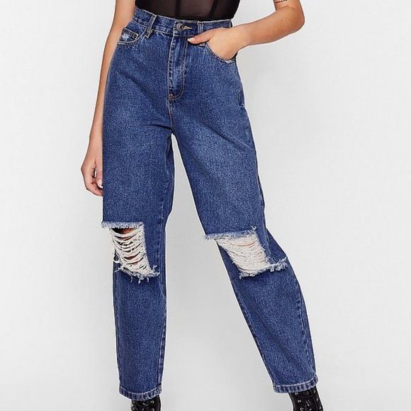 The Rockn Rev Size 8 Tapered Distressed Mom Jean - Picture 1 of 11